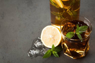 Limonlu ve naneli buzlu çay.