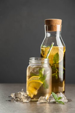 Limonlu ve naneli buzlu çay.