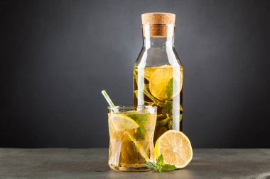 Limonlu ve naneli buzlu çay.