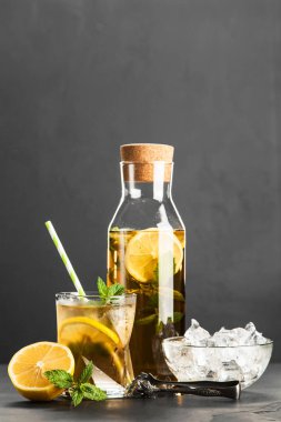 Limonlu ve naneli buzlu çay.