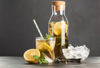 Limonlu ve naneli buzlu çay.