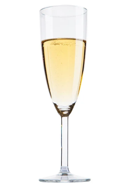 Verre de champagne sur fond blanc — Photo