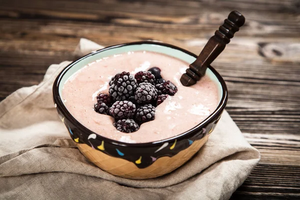 Vegan nice cream with banana and berries — Stock Photo, Image