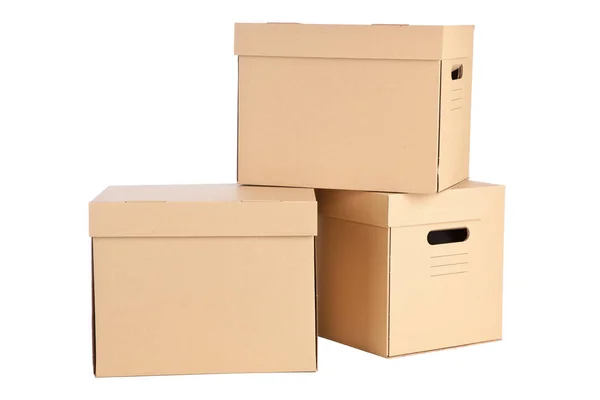 Cardboard boxes on white background — Stock Photo, Image