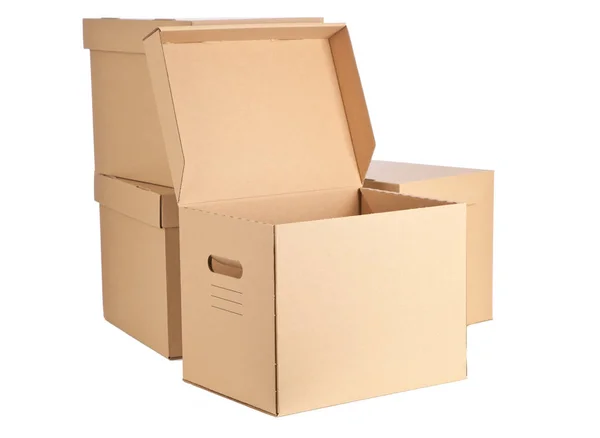 Cardboard boxes on white background — Stock Photo, Image