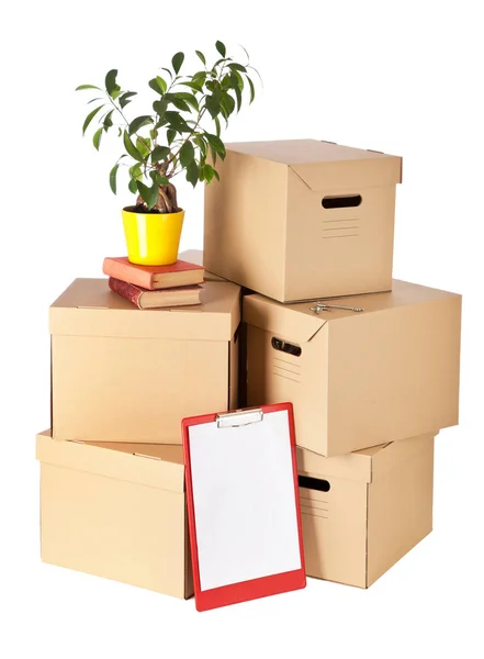 Cardboard boxes on white background — Stock Photo, Image