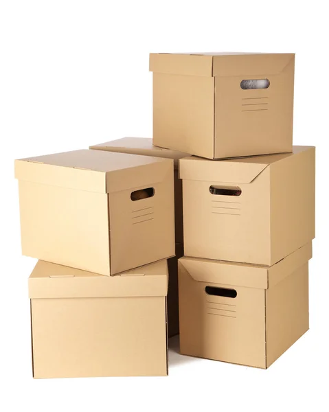 Cardboard boxes on white background — Stock Photo, Image