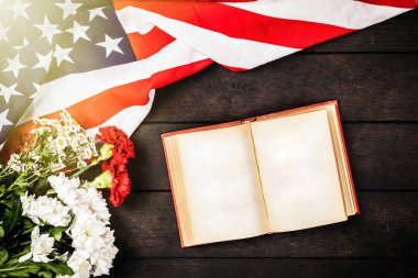 Ahşap arka plan ABD bayrağı