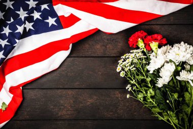USA flag on wood background clipart