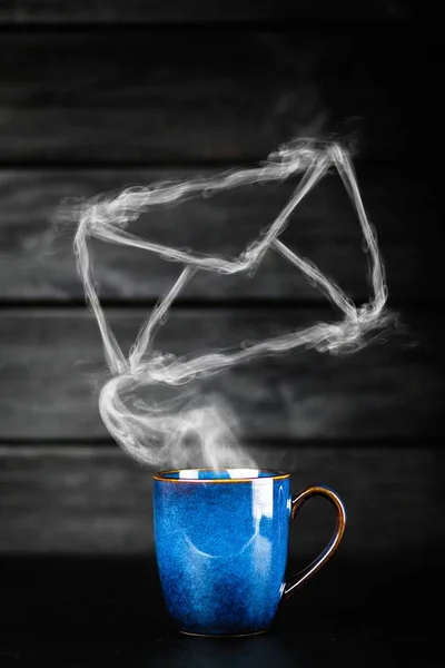 Blauer Kaffeebecher — Stockfoto