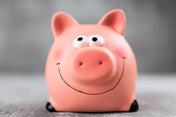 Piggy bank em fundo cinza — Fotografia de Stock