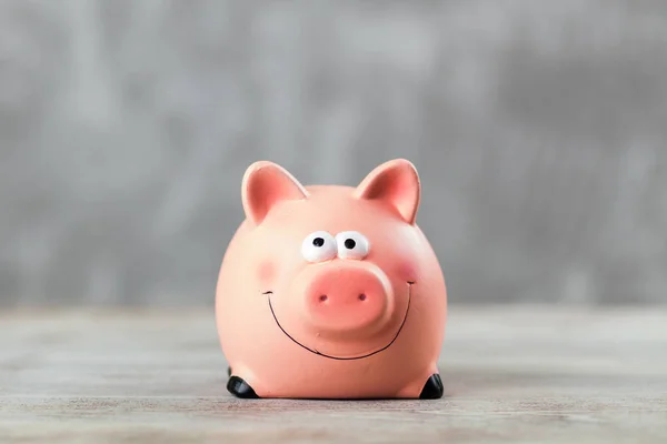 Piggy bank em fundo cinza — Fotografia de Stock