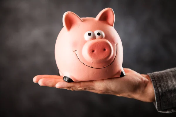 Piggy Bank em fundo preto — Fotografia de Stock