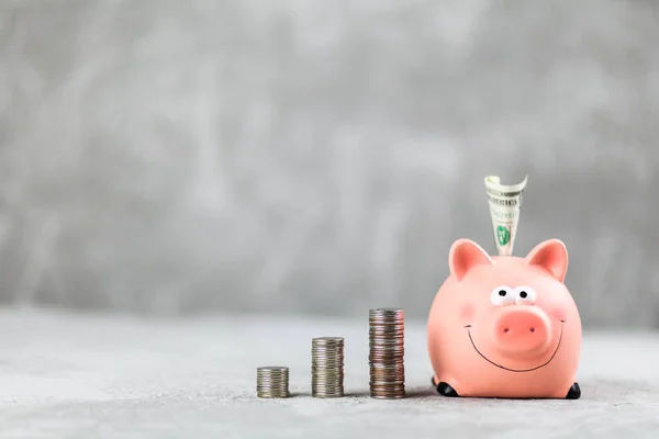 Piggy bank op grijze achtergrond — Stockfoto