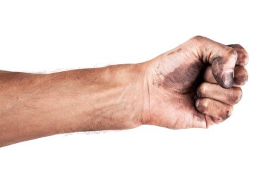 Beyaz arkaplanda erkek eli