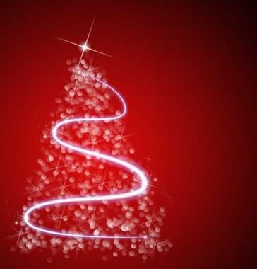 Kırmızı arka planda Noel ağacı