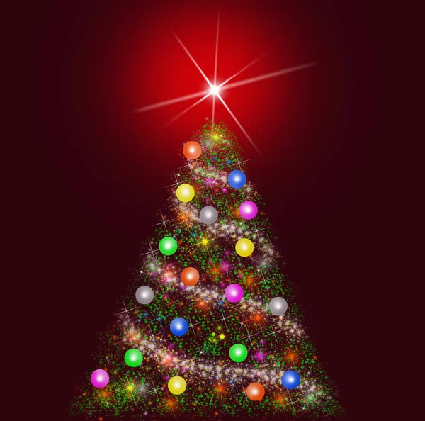 Kleurrijke kerstboom — Stockfoto