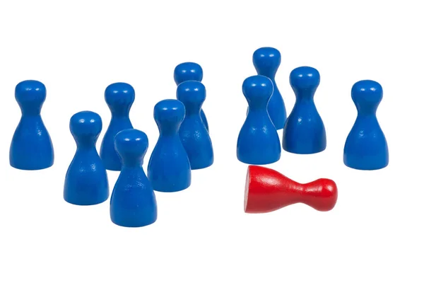 Blaue und rote Spielfiguren — Stockfoto