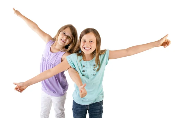 Two girls with thumbs up — Stock Photo, Image