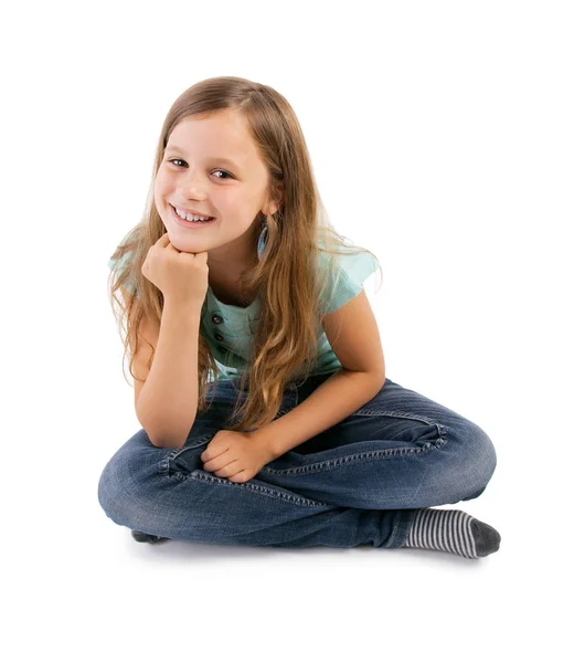 Girl sitting on floor — Stock Photo, Image