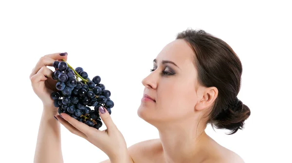 Młoda kobieta z winogron — Zdjęcie stockowe