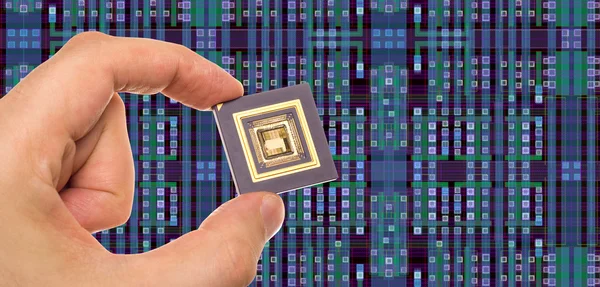 Microprocessore in mano — Foto Stock