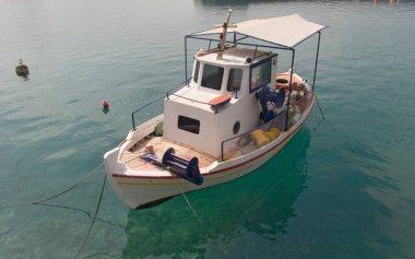 balıkçı tekne, haven, Loutraki, Yunanistan