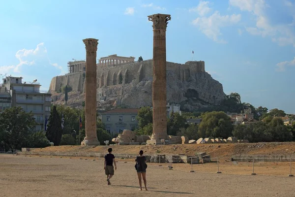 Athènes Acropole vue depuis le temple de Zeus site — Photo