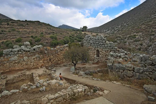Landscape around Mycenae and ruins of the ancient city