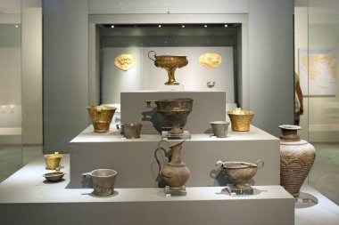 Myken altın Müzesi Arkeoloji, Atina, Yunanistan. Bu hazineler Mycenae'de Schliemann tarafından kazıldı.