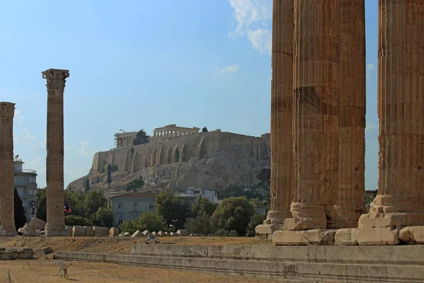 Athènes Acropole vue depuis le temple de Zeus site — Photo
