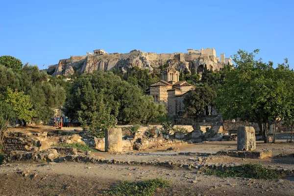 Antik Agora görünümünden Atina Akropol — Stok fotoğraf