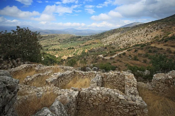 Landschaft um Mykene und Ruinen der antiken Stadt — Stockfoto