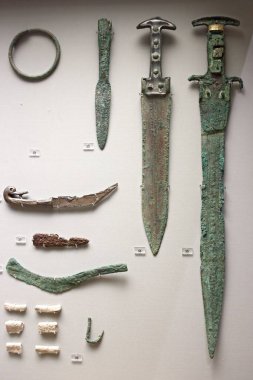 Atina, Yunanistan, Eylül, 03, 2016. Myken kol Müzesi Arkeoloji, Atina, Yunanistan. Bu kılıç Mycenae'de Schliemann tarafından kazıldı.