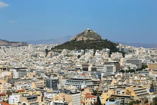Lycabettus hill tarafından hakim Atina Panoraması — Stok fotoğraf