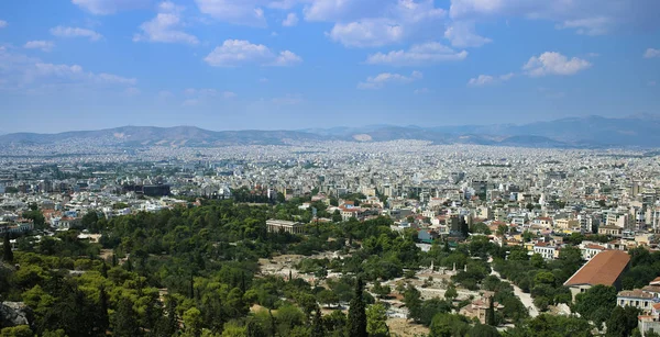 Panorama de Atenas con el Ágora antiguo — Foto de Stock