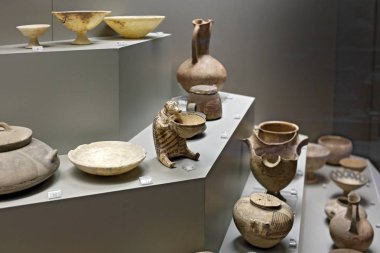 Atina, Yunanistan, Eylül, 03, 2016. Kiklad Seramik Müzesi Arkeoloji, Atina, Yunanistan. Bu aletler ve otomotik makinalar yaklaşık 5000 yıl önce oluşturulan.