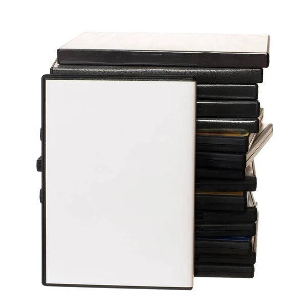 Heap de DVDs isolados em branco — Fotografia de Stock