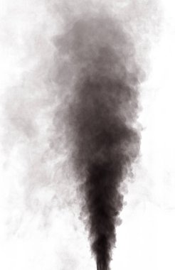 beyaz arkaplanda siyah duman 