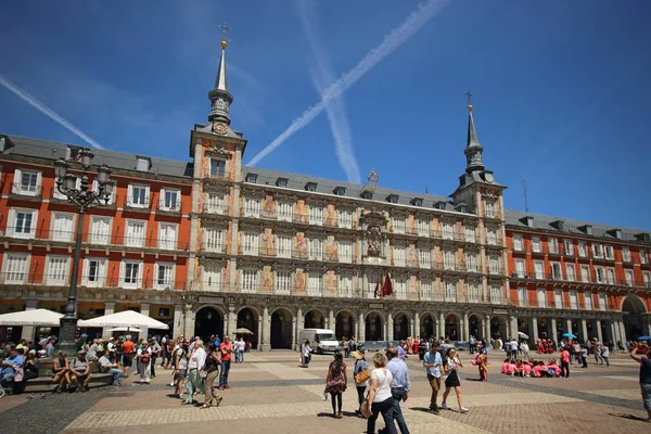 Madrid, İspanya, 7 Mayıs 2017. Plaza Mayor Madrid, İspanya (büyük kare). Bu ana tarihi Meydanı Madrid olduğunu.