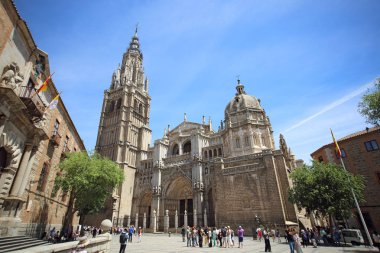 Toledo, İspanya, 8 Mayıs 2017. Güneşli bir gün, İspanya Katedralde. Tarihi Toledo şehir Unesco Dünya Mirası olduğunu.