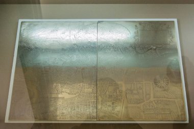 Sacromonte Manastırı müzesindeki Granada 'nın basım haritası için ortaçağ matrisi