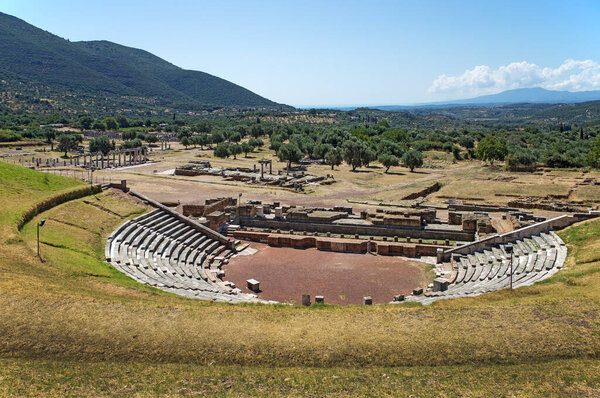 Ancient Messene city ruins of Odeon, Peloponnese, Greece