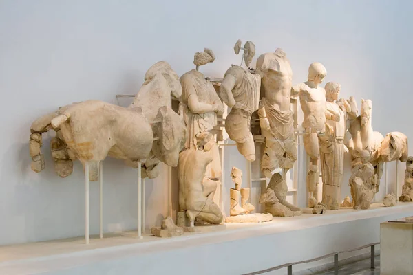 Starożytna Olimpia Grecja Sierpnia 2019 Starożytna Grecka Świątynia Szczegóły Architektoniczne — Zdjęcie stockowe
