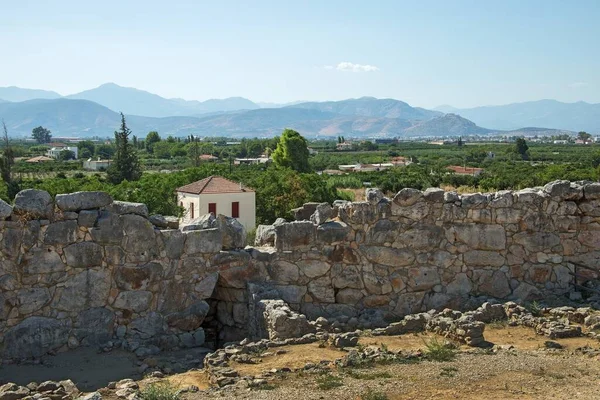 Ruins Ancient Acropolis Tiryns Mycenaean Archaeological Site Argolis Peloponnese Location — Stock Photo, Image