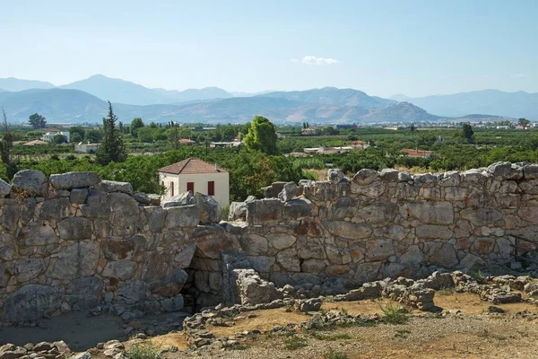 Ruines Ancienne Acropole Tiryns Site Archéologique Mycénien Argolis Dans Péloponnèse Photos De Stock Libres De Droits