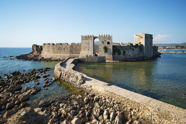 Castillo Methoni Una Fortificación Medieval Ciudad Portuaria Methoni Peloponeso Grecia — Foto de Stock