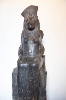 Vatikan, İtalya - Ocak 04, 2020. Vatikan Müzeleri 'nin sergilendiği Antik Mısır heykelleri. Müze, eski Mısır sanat eserlerinin en büyük koleksiyonlarından birine sahip..