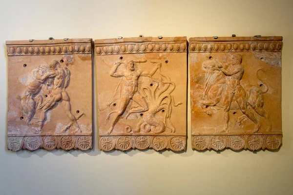 Watykan Włochy Styczeń 2020 Starożytne Płaskorzeźby Herkulesa Wystawie Muzeów Watykańskich — Zdjęcie stockowe