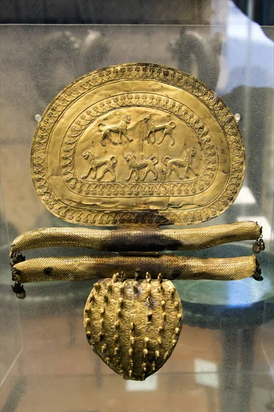 Vaticano Italia Enero 2020 Antigua Decoración Coraza Oro Etrusca Exhibición — Foto de Stock
